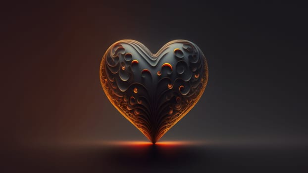minimalistic valentines day dark background with heart symbol, neural network generated art. Digitally generated image. Not based on any actual person, scene or pattern.
