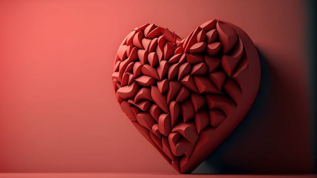 minimalistic valentines day background with heart symbol copy space at the left side, neural network generated art. Digitally generated image. Not based on any actual person, scene or pattern.