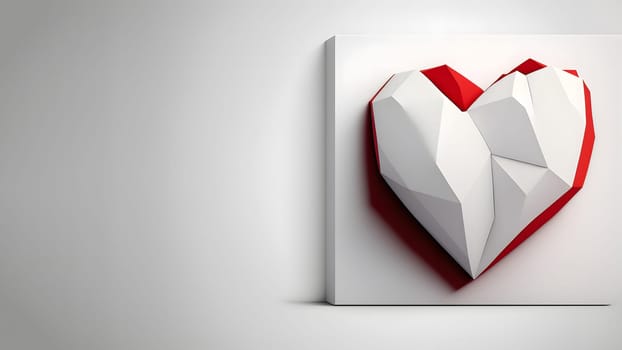 minimalistic valentines day background with heart symbol copy space at the left side, neural network generated art. Digitally generated image. Not based on any actual person, scene or pattern.