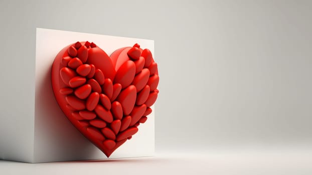 minimalistic valentines day background with heart symbol and copy space, neural network generated art. Digitally generated image. Not based on any actual person, scene or pattern.