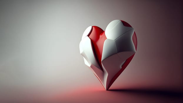 minimalistic valentines day background with heart symbol copy space at the left side, neural network generated art. Digitally generated image. Not based on any actual person, scene or pattern.