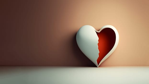 minimalistic valentines day background with heart symbol, neural network generated art. Digitally generated image. Not based on any actual person, scene or pattern.