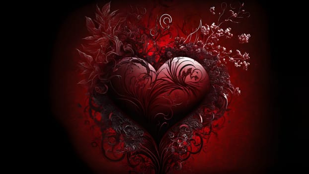 dark minimalistic valentines day background with heart symbol, neural network generated art. Digitally generated image. Not based on any actual person, scene or pattern.