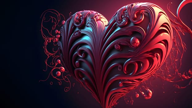 dark valentines day ornate fantasy heart symbol, neural network generated art. Digitally generated image. Not based on any actual person, scene or pattern.