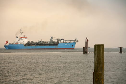 Suction dredger in the fairway off Cuxhaven