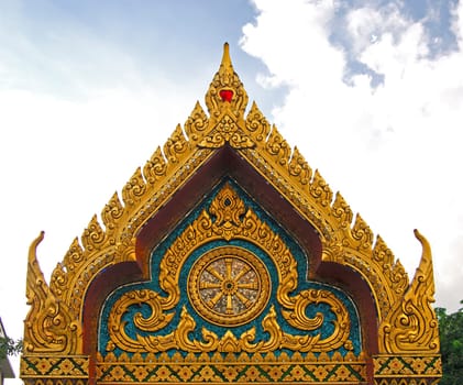 Gable of a Buddhist temple Bangkok Thailand