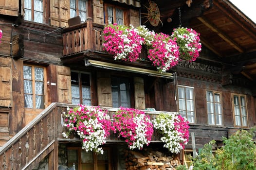 Chalet with begonias Switzerland