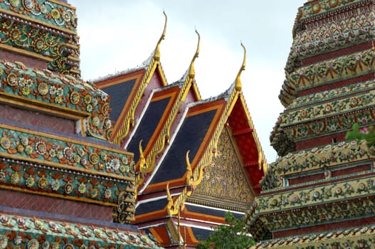 Chofas Temple Roof Wat Pho Temple Bangkok Thailand