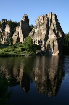 The imposing rocks of the Externsteine in Lipperland