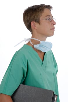 Doctor with file folders