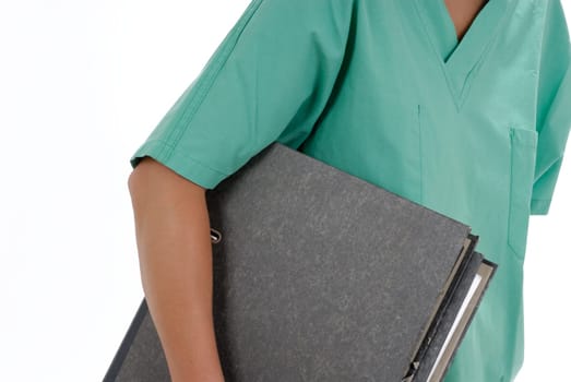 Doctor carries file folder