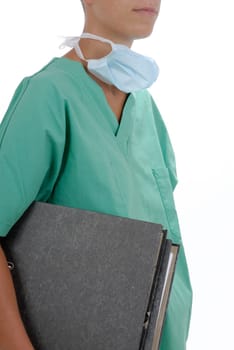 Doctor carries file folder