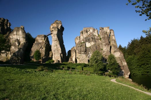 The imposing rocks of the Externsteine in Lipperland