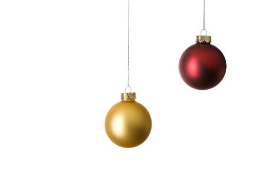Two baubles,gold and red