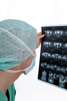 Doctor looks at an X-ray