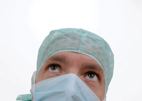 Doctor looking upwards