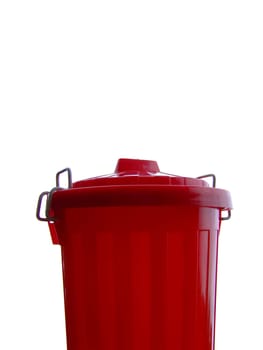 Red garbage can