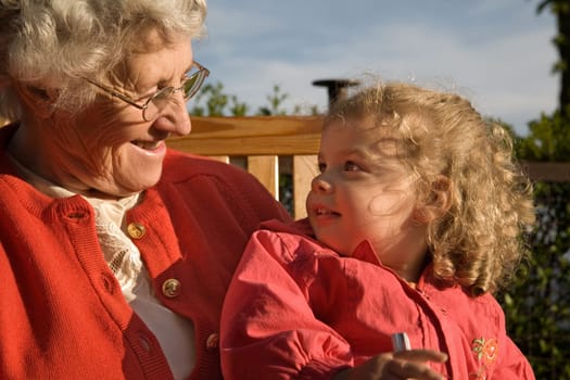 Great-grandma and great-grandchildren