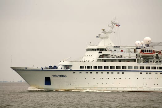 The Van Gogh cruise ship in the North Sea off Cuxhaven