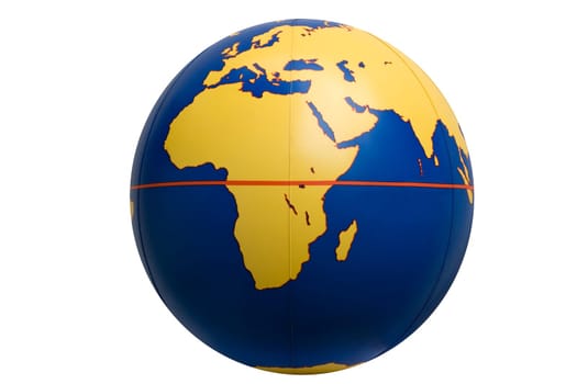 A globe isolated against a white background can be seen Europe,Asia and Africa