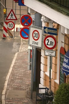 Street signs in a street in Cuxhaven