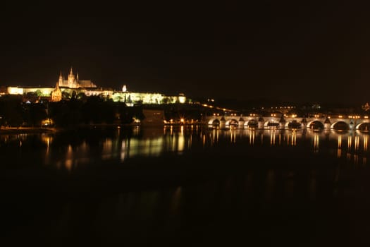 View of the Charles Bridge and the cathedral