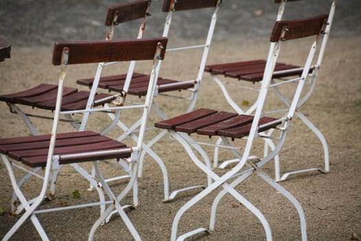 Folding chairs in a garden