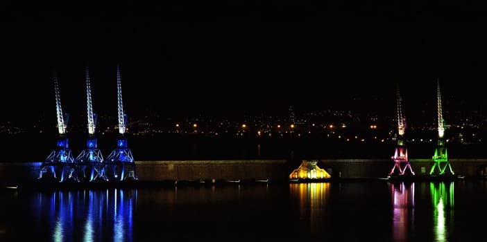 the port of loading in Marseille at night - 6x7
