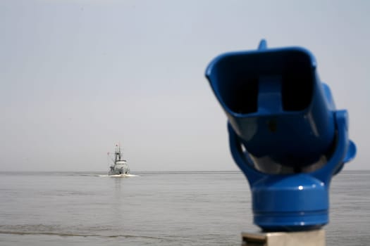 Coin-operated telescope on the North Sea coast near Cuxhaven