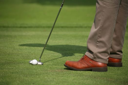 Golfers putting