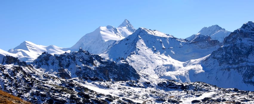 In the Val d'Anniviers,view to the Weisshorn summit,4506 m,Valais,Switzerland