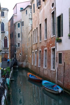 Canal in the old town of Venice,Italy