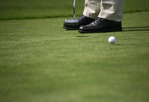 Golfers putting