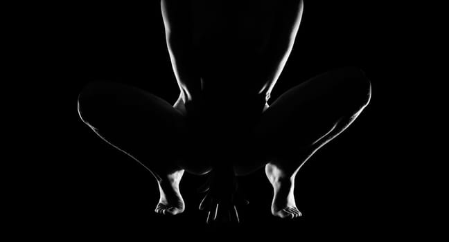 squatting down