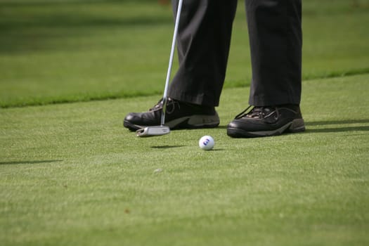 Golfers putting