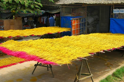 Drying incense sticks Can Tho Vietnam