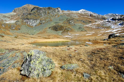 Mountain lake below Rothorn and Bela Tola,Valais,Switzerland