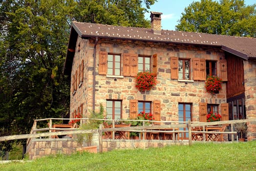 Inviting Ticino inn on Alp Vicania. After an hour and a half of sweaty ascent,the inn unfortunately had a "day off""  -("