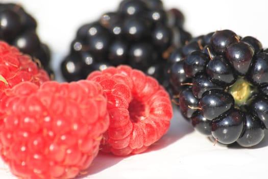 Raspberries and blackberries