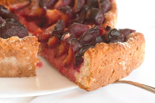Plum cake made from fresh plums