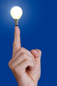 Light bulb on finger