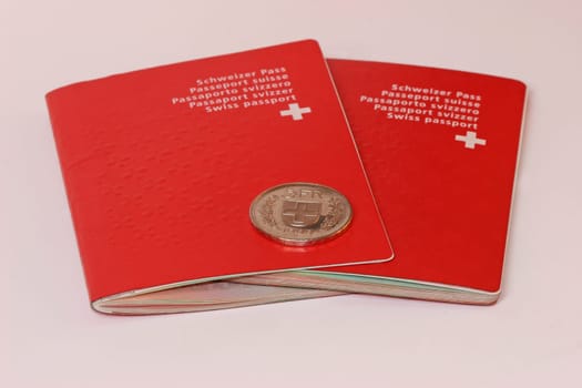 Two Swiss passports and 5CHF