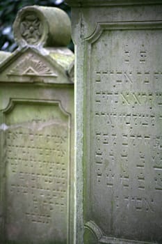 Gravestones in an old Jewish cemetery