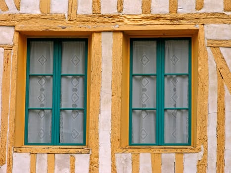 Brittany,Dinan,half-timbered house detail