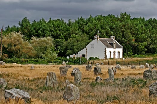Kermario,megalithic fields,Breton house
