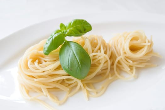 Spaghetti with basil