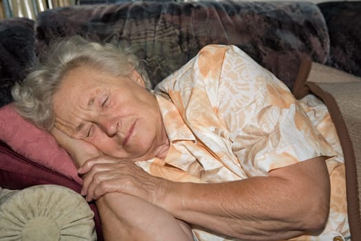 A pensioner sleeping