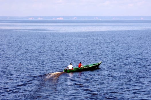 Motoboat on the Rio Negro Brazil