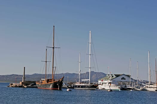 Porto Rotondo,At the port,sailing ship
