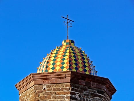 Castelsardo,Church of Nostra Signora deTurgu. Church tower,Pisan-patterned church